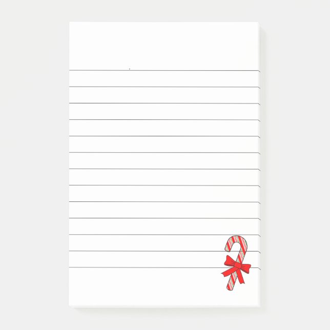 Candy Cane Red Ribbon Christmas Lined Post-it Klebezettel (Vorderseite)