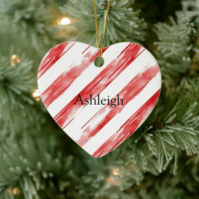 Candy Cane Red Stripes Weihnachten Keramik Ornament (Baum)