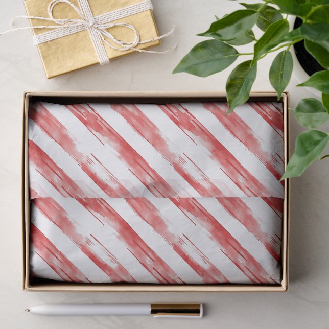 Candy Cane Red Stripes Weihnachten Seidenpapier (Geschenk)