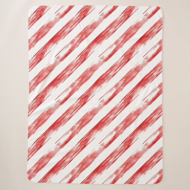 Candy Cane Red Stripes Weihnachten Sherpadecke (Vorderseite)