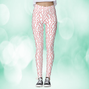 Candy Cane Red White Pattern Leggings