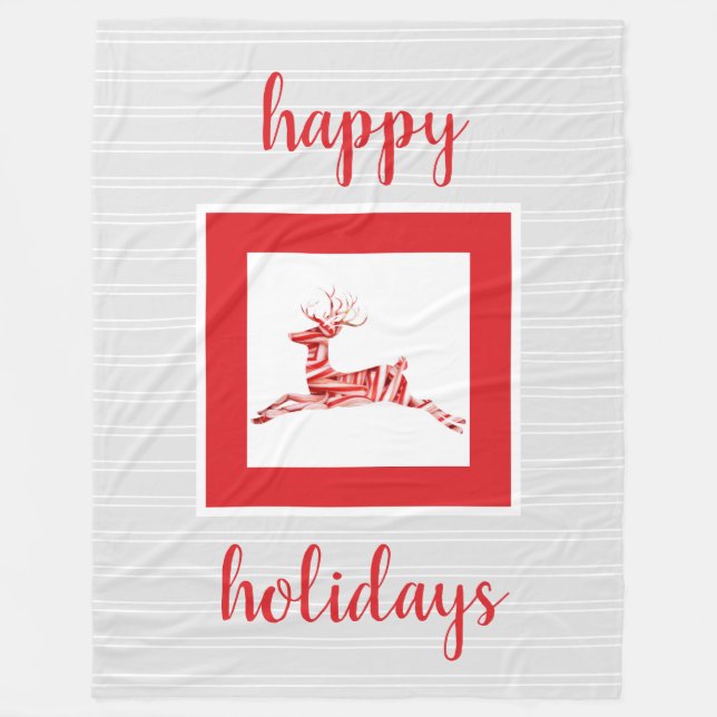 Candy Cane Rentier, Feiertag Fleecedecke (Vorderseite)