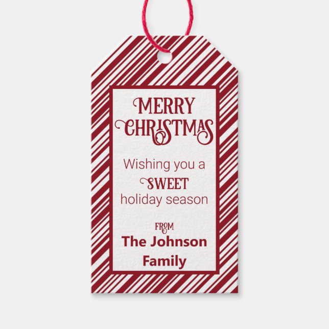 Candy Cane Retro Geschenkanhänger (Vorderseite)