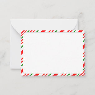 Candy Cane Rot Grün Weiß Weihnachtsmuster Blanko Mitteilungskarte