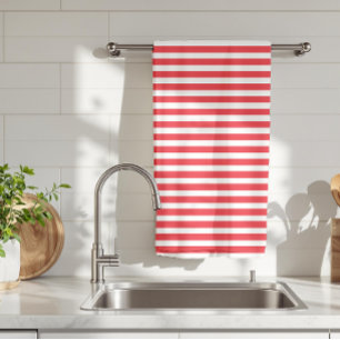 Candy Cane Rot und Weiß einfach, horizontal gestre Geschirrtuch