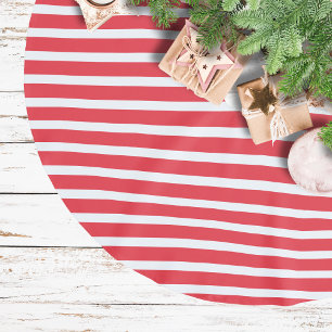 Candy Cane Rot und Weiß einfach, horizontal gestre Polyester Weihnachtsbaumdecke