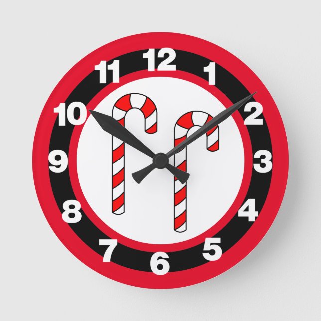 Candy Cane   Runde Wanduhr (Vorderseite)