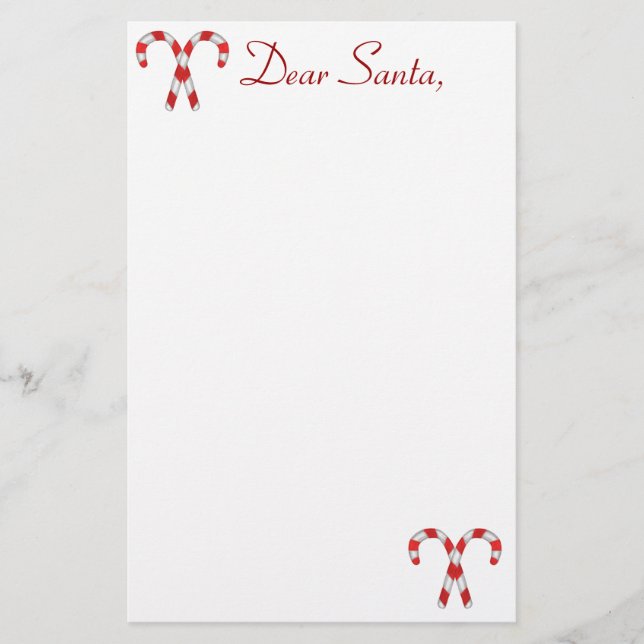 Candy Cane Santa Stationary Briefpapier (Vorderseite)