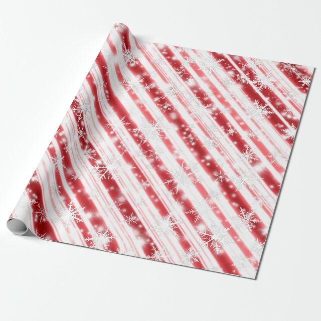 Candy Cane Schneeflocken Glitzern Geschenkpapier (Ungerollt)
