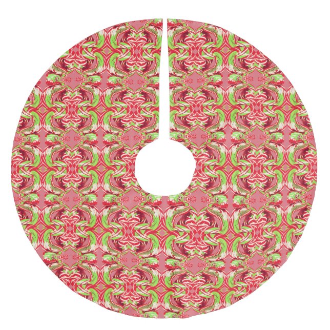 CANDY CANE SNAKE auf PINK-Baumrock Polyester Weihnachtsbaumdecke (Vorderseite)