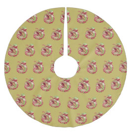 CANDY CANE SNAKE auf VEGAS GOLD-Baumrock Polyester Weihnachtsbaumdecke