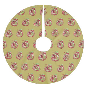 CANDY CANE SNAKE auf VEGAS GOLD-Baumrock Polyester Weihnachtsbaumdecke