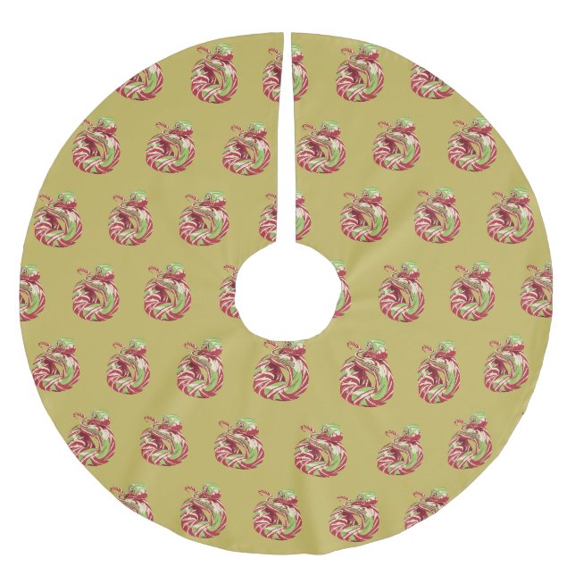 CANDY CANE SNAKE auf VEGAS GOLD-Baumrock Polyester Weihnachtsbaumdecke (Vorderseite)
