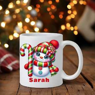 Candy Cane Snowman Weihnachts-Individuelle Name Kaffeetasse