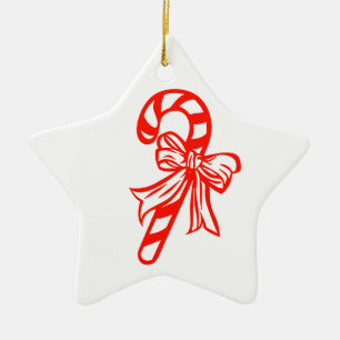 Candy Cane Star - Weihnachtsdekoration Keramik Ornament