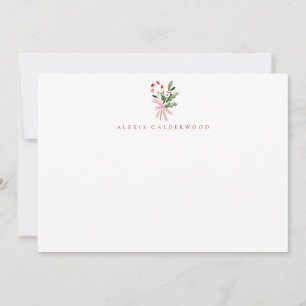 Candy Cane Stechpalme und Schleife Personalisierte Mitteilungskarte