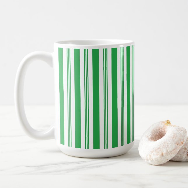 Candy Cane Streifen, grün, weiß Kaffeetasse (Mit Donut)