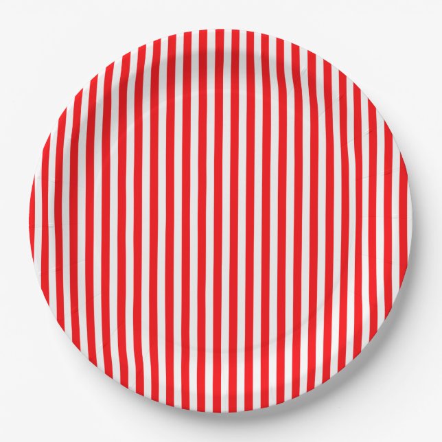 Candy Cane Streifen in Weihnachten Rot und Schnee  Pappteller (Vorderseite)