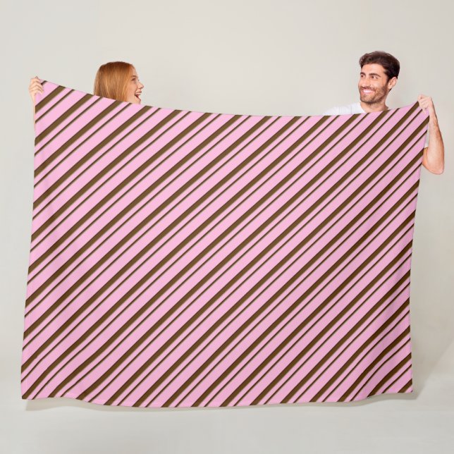 Candy Cane Streifen, rosa und schokoladenbraun Fleecedecke (Beispiel)