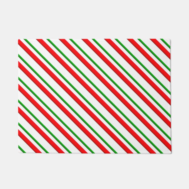 Candy Cane Streifen, rot grün und weiß Fußmatte (Vorderseite)