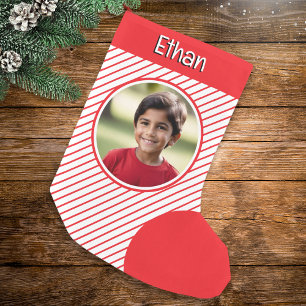 Candy Cane Streifen Rot und Weiß Foto Kleiner Weihnachtsstrumpf