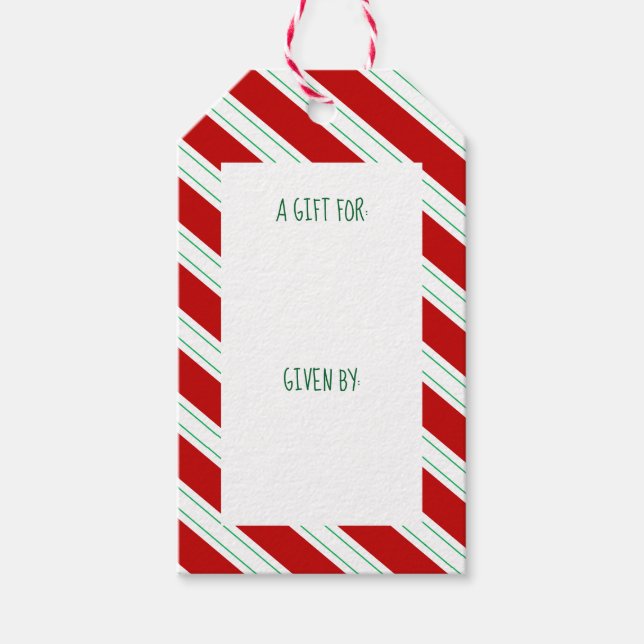 Candy Cane Stripe Geschenkmarke Geschenkanhänger (Vorderseite)