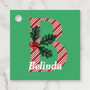 Candy Cane Stripe Letter B Große Weihnachten Geschenkanhänger