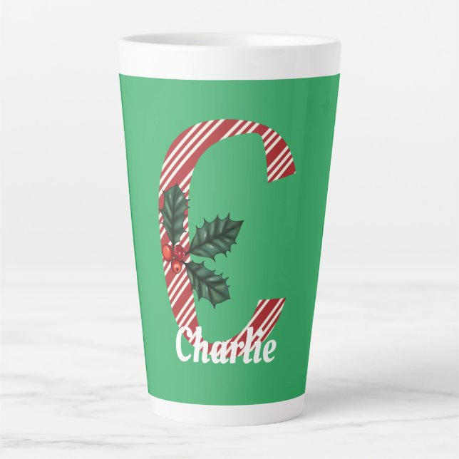 Candy Cane Stripe Letter C Große Weihnachten Milchtasse (Vorderseite)