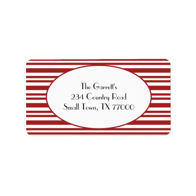 Candy Cane Stripe Red Christmas Address Adressaufkleber (Vorne)