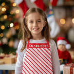 Candy Cane Stripe Weihnachtsname Schürze<br><div class="desc">Feiern Sie Weihnachten im Stil mit einer festlichen Zuckerrohr gestreift Schürze, mit Namen, oder klar. Rote Band ist auch editierbar.</div>