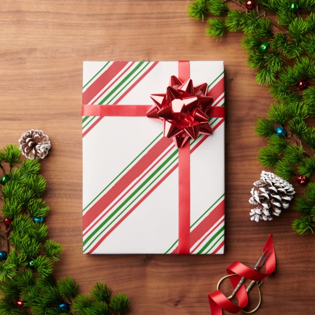 Candy Cane Stripe Weihnachtswrapping Pap Geschenkpapier (Feiertagsgeschenk)