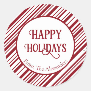 Candy Cane Striped Holiday Runder Aufkleber