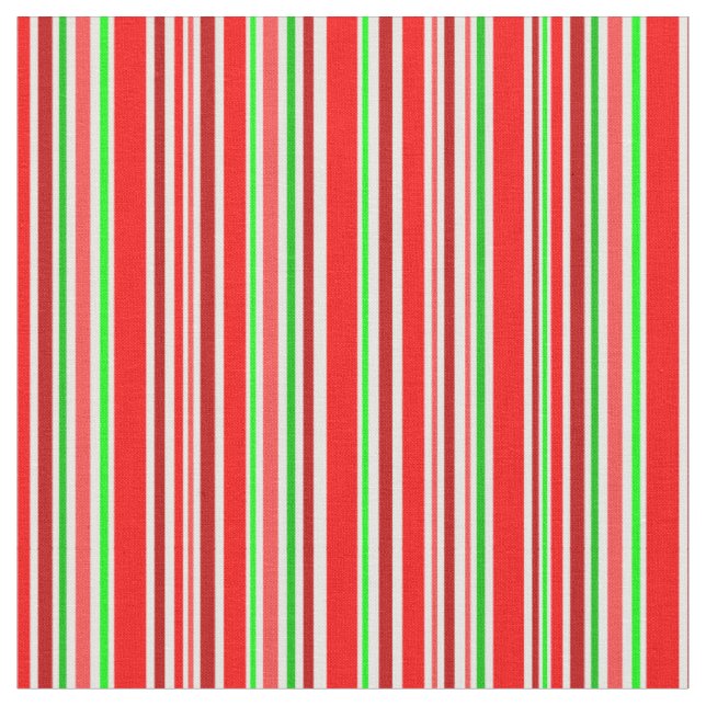 Candy Cane Stripes Festivals Red White Green Stoff (Nahaufnahme)