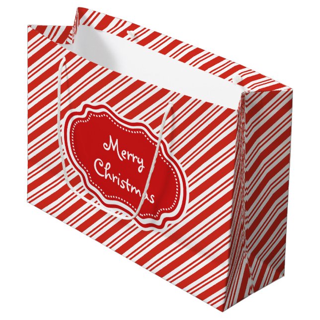 Candy Cane Stripes Große Geschenktüte (Vorderseite Schrägansicht)