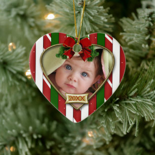 Candy Cane Stripes Niedliche Fotoplatte Keramik Ornament