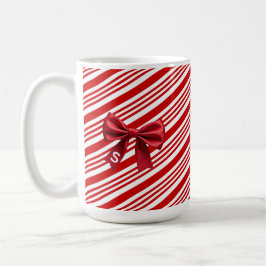 Candy Cane Stripes Red Bow Festive Christmas  Kaffeetasse