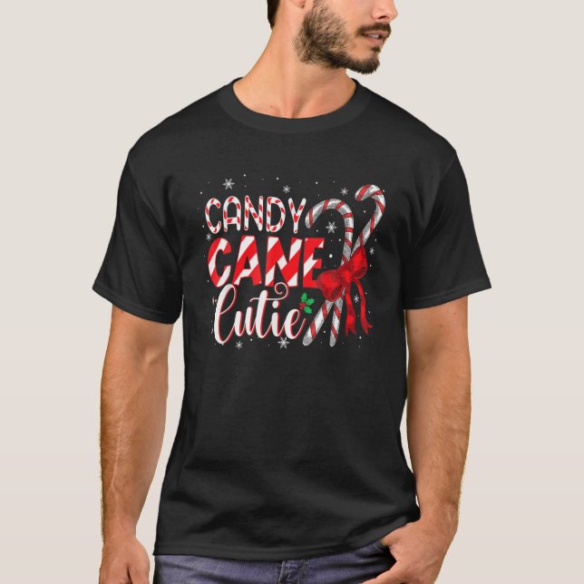 Candy Cane Süsse Girls Xmas Pajama T-Shirt (Vorderseite)