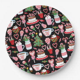 Candy Cane Süßigkeiten Muster Pappteller