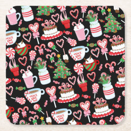 Candy Cane Süßigkeiten Muster Rechteckiger Pappuntersetzer