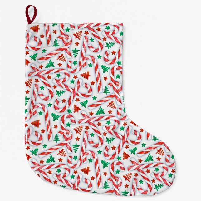 Candy Cane Sweetness Großer Weihnachtsstrumpf (Vorderseite)