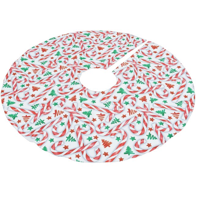 Candy Cane Sweetness Polyester Weihnachtsbaumdecke (Schrägansicht)