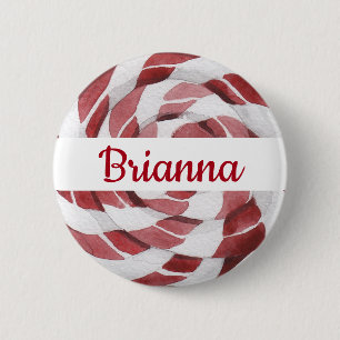Candy Cane Swirl mit Namen Button