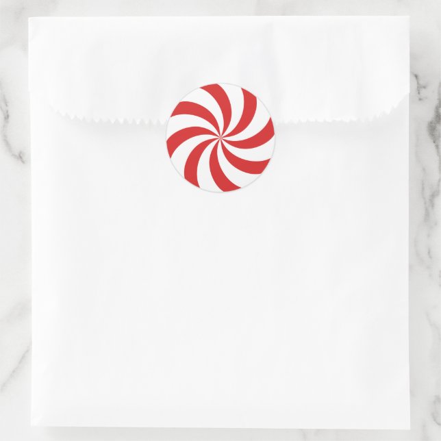 Candy cane swirl runder aufkleber (Tasche)