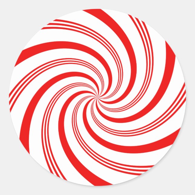 Candy Cane Twirl Runder Aufkleber (Vorderseite)