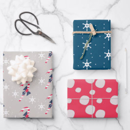 Candy Cane und Berry Snowflakes Weihnachtsfeiertag Geschenkpapier Set