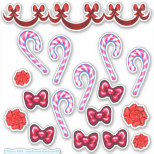 Candy Cane und Bow Sticker Set