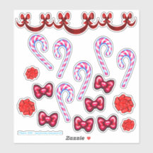 Candy Cane und Bow Sticker Set