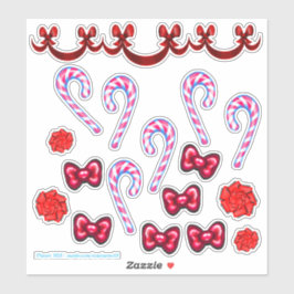 Candy Cane und Bow Sticker Set