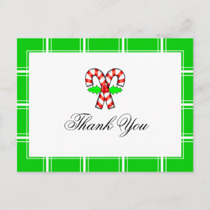 Candy Cane Vielen Dank Green Christmas Postkarte