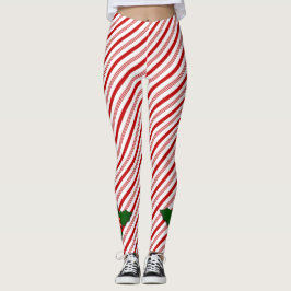 Candy Cane w/ Holly - Leggings